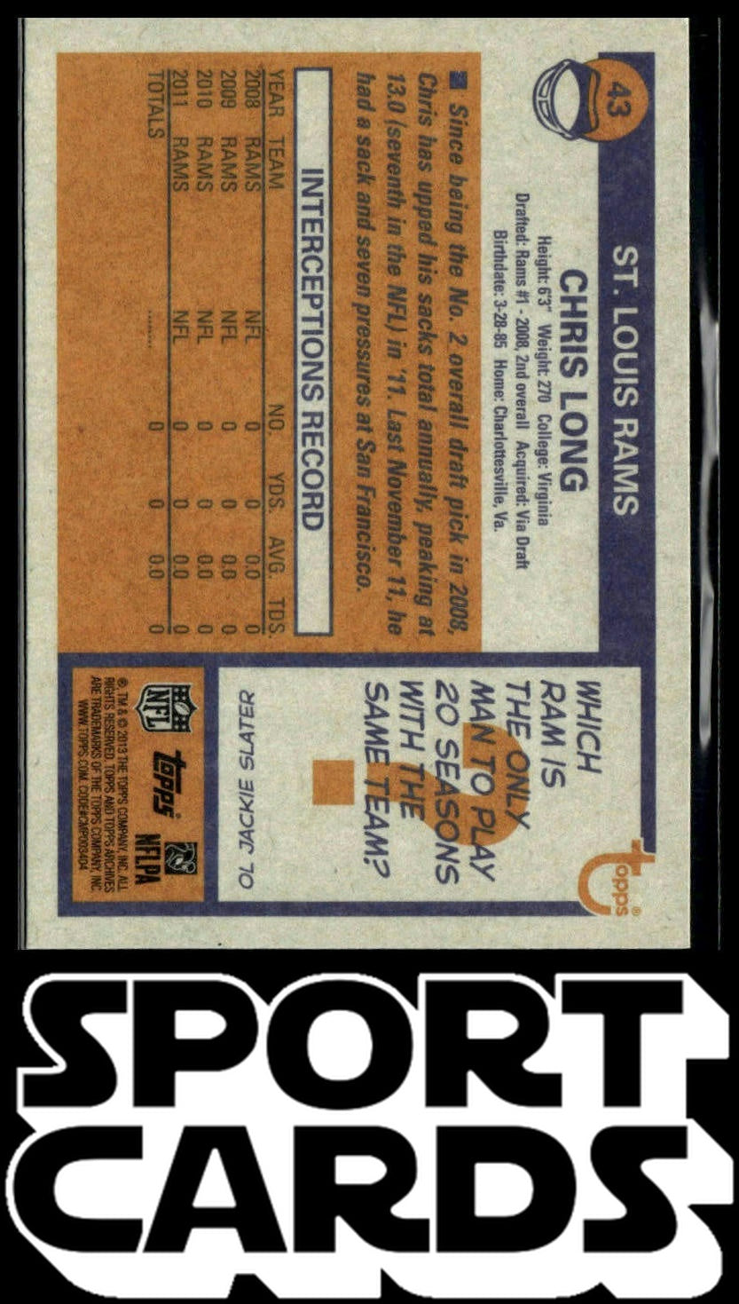 2013 Topps Archives #43 Chris Long SportCards.com