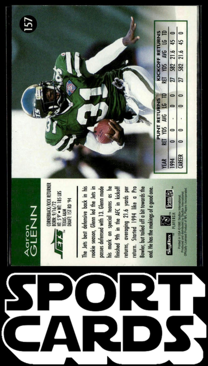 1995 SkyBox Impact #157 Aaron Glenn SportCards.com