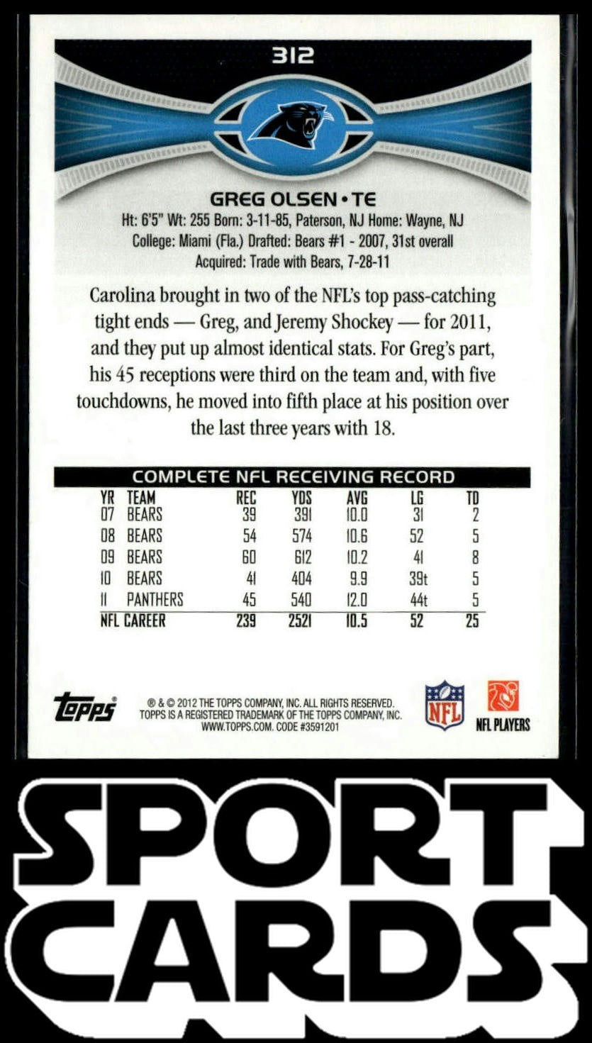 2012 Topps #312 Greg Olsen SportCards.com