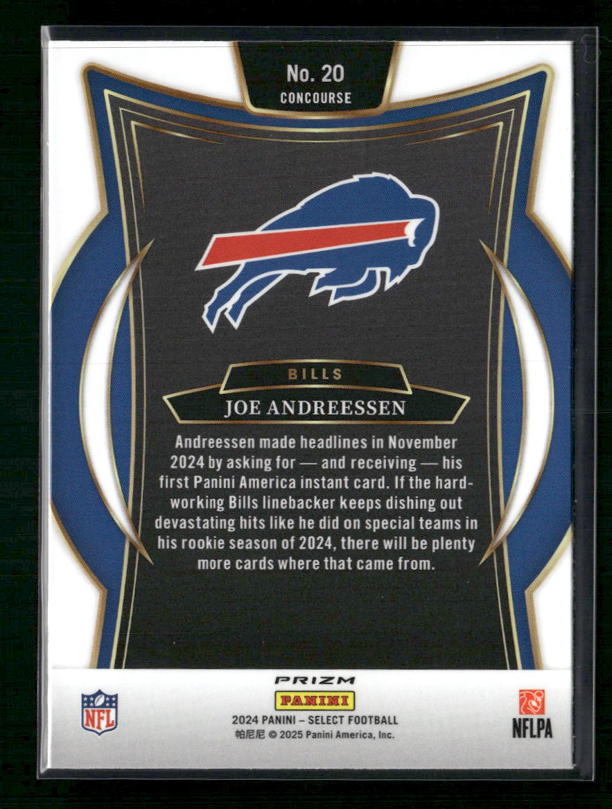 Joe Andreessen 2024 Panini Select #20 Zebra Prizm Shock