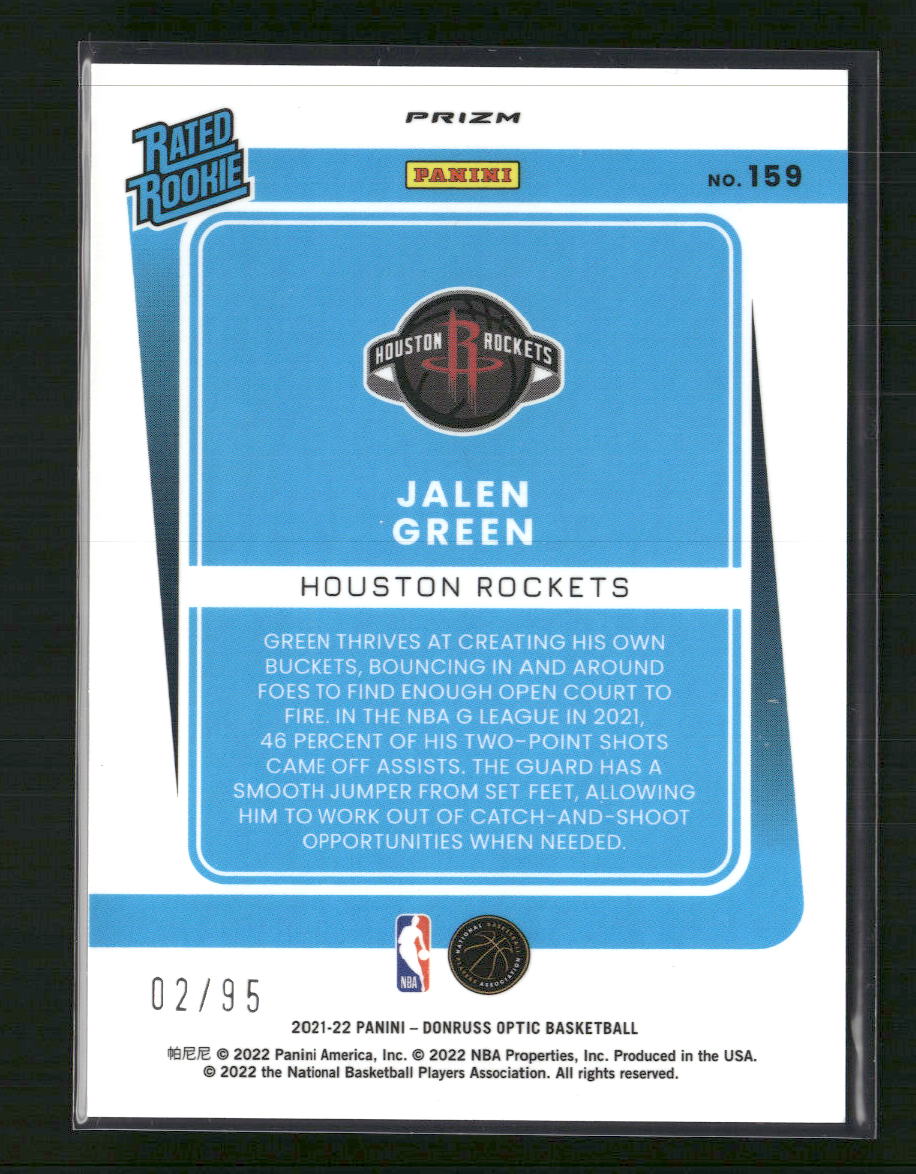 Jalen Green 2021-22 Donruss Optic #159 Fast Break Purple #/95 - Sport Cards