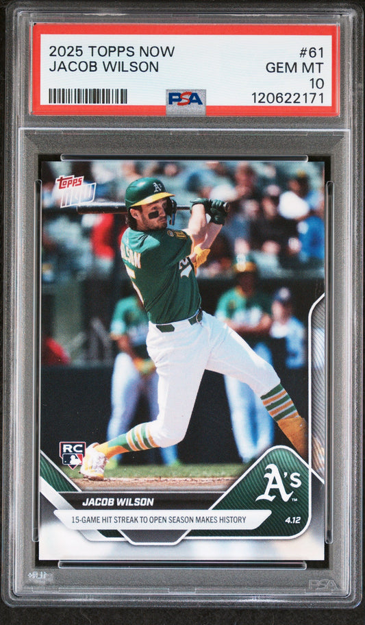 Graded 2025 Topps Now Jacob Wilson #61 Rookie RC Baseball Card PSA 10 Gem Mint