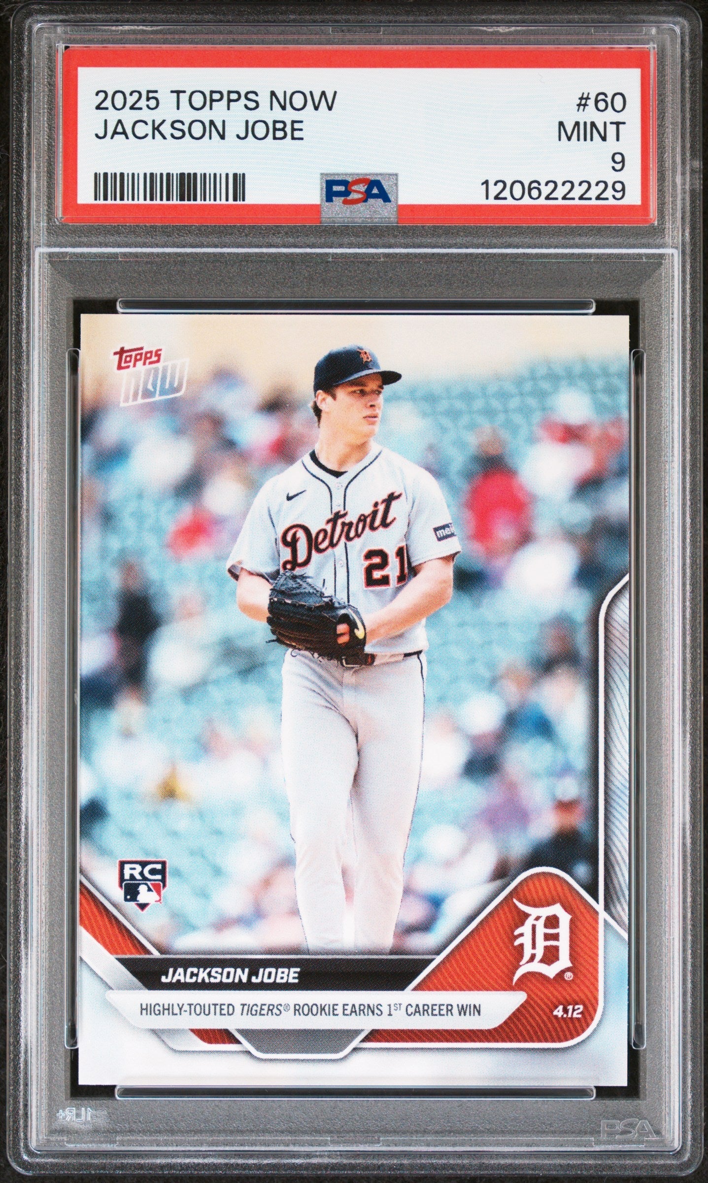 Graded 2025 Topps Now Jackson Jobe #60 Rookie RC Baseball Card PSA 9 Mint