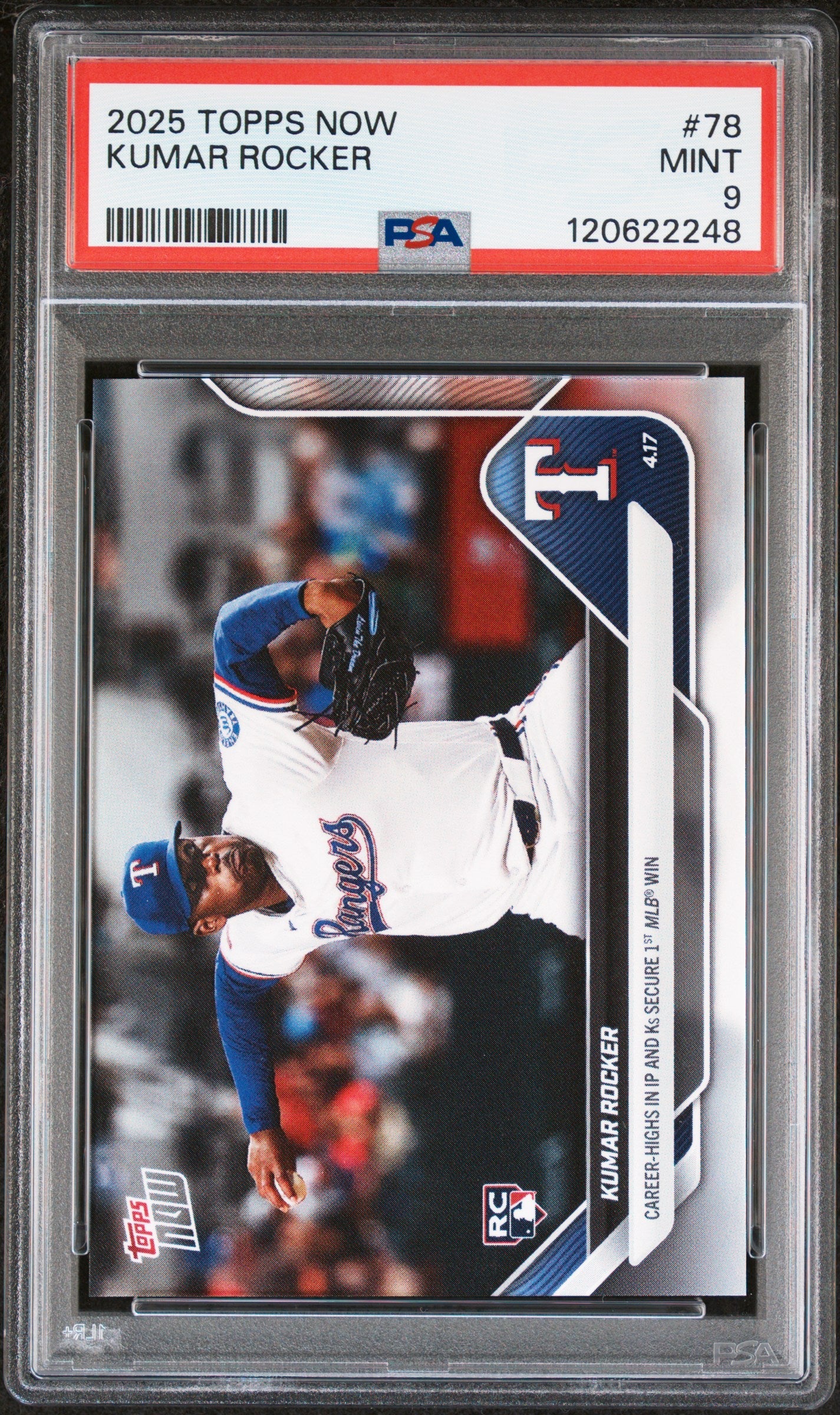 Graded 2025 Topps Now Kumar Rocker #78 Rookie RC Baseball Card PSA 9 Mint