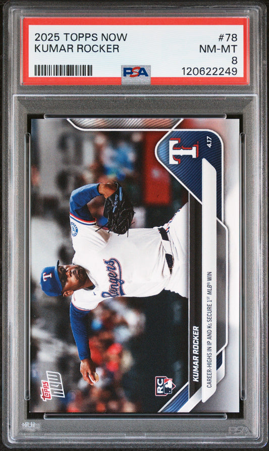 Graded 2025 Topps Now Kumar Rocker #78 Rookie RC Baseball Card PSA 8 Near Mint