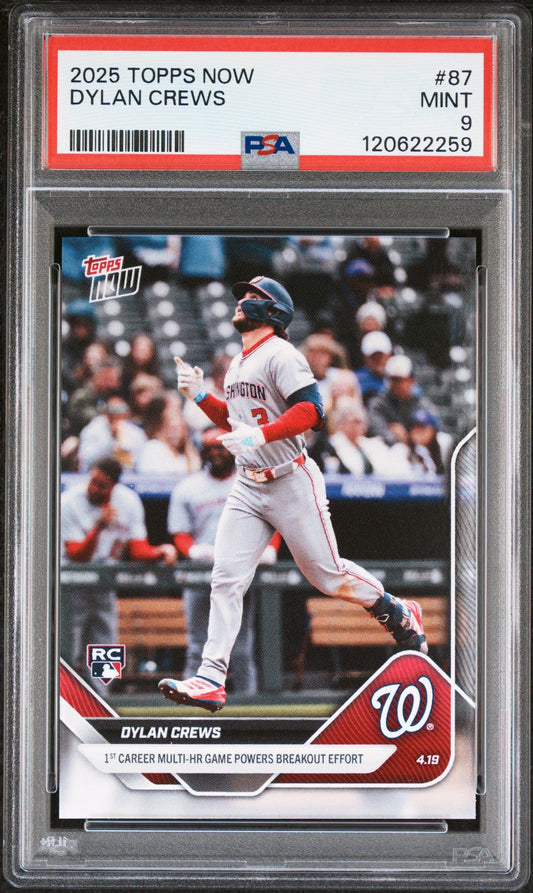 Graded 2025 Topps Now Dylan Crews #87 Rookie RC Baseball Card PSA 9 Mint