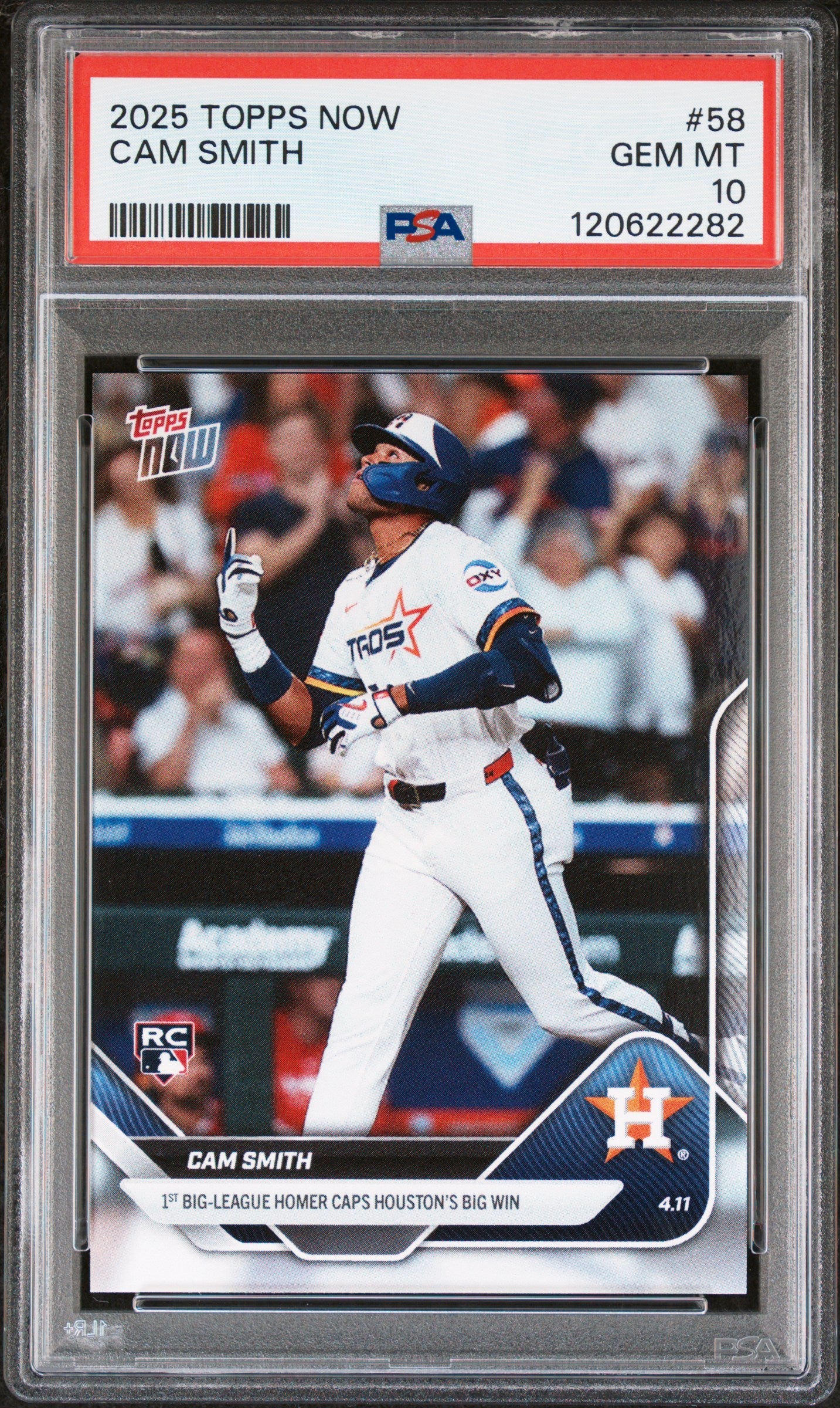 Graded 2025 Topps Now Cam Smith #58 Rookie RC Baseball Card PSA 10 Gem Mint