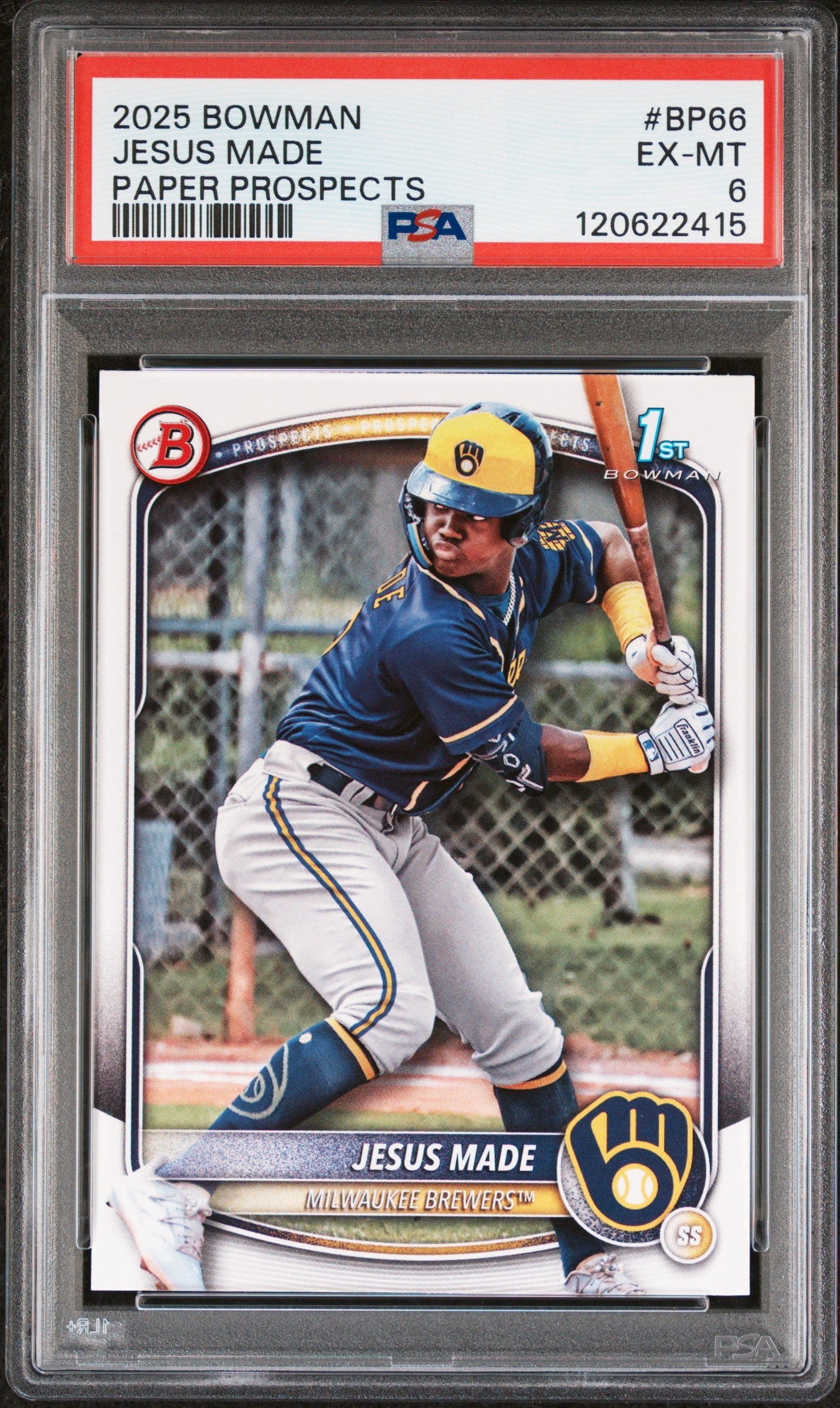 Graded 2025 Topps Bowman Jesus Made #BP66 Paper Prospects Rookie RC Baseball Card PSA 6 Excellent