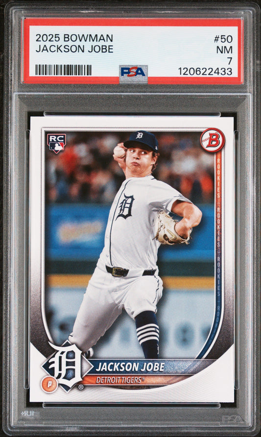 Graded 2025 Topps Bowman Jackson Jobe #50 Rookie RC Baseball Card PSA 7 Near Mint