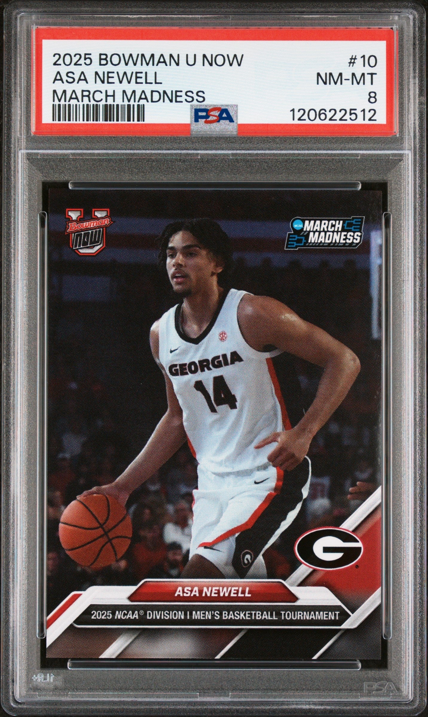 Graded 2025 Topps Bowman U Now Asa Newell #10 March Madness Rookie RC Basketball Card PSA 8 Near Mint