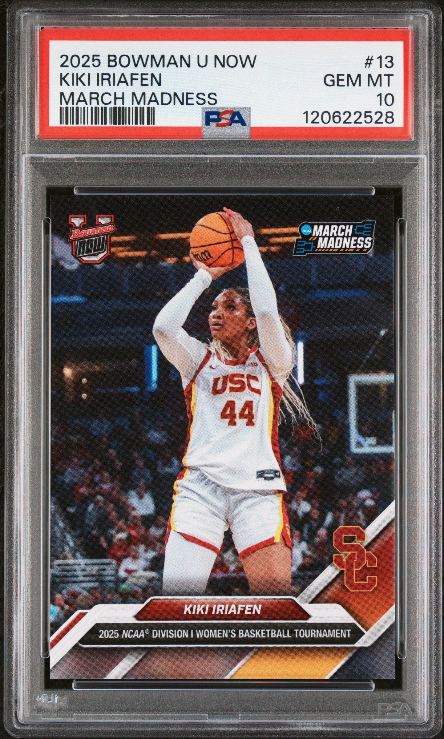 Graded 2025 Topps Bowman U Now Kiki Iriafen #13 March Madness Rookie RC Basketball Card PSA 10 Gem Mint - Sport Cards