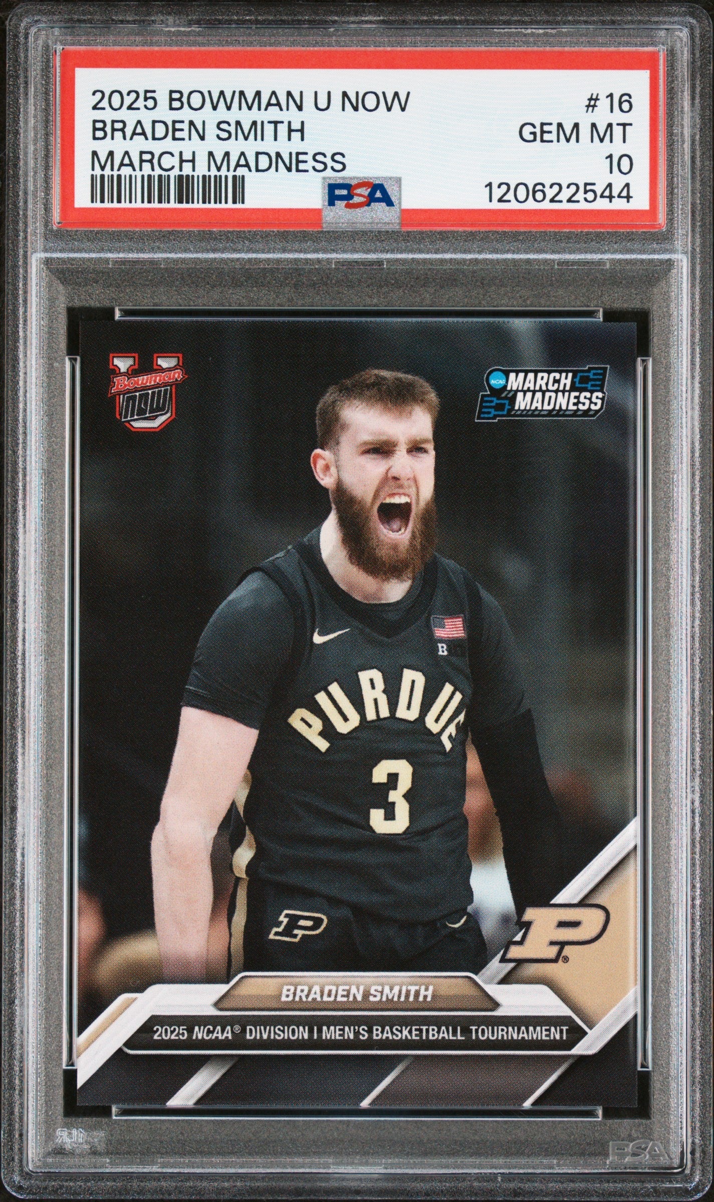 Graded 2025 Topps Bowman U Now Braden Smith #16 March Madness Rookie RC Basketball Card PSA 10 Gem Mint