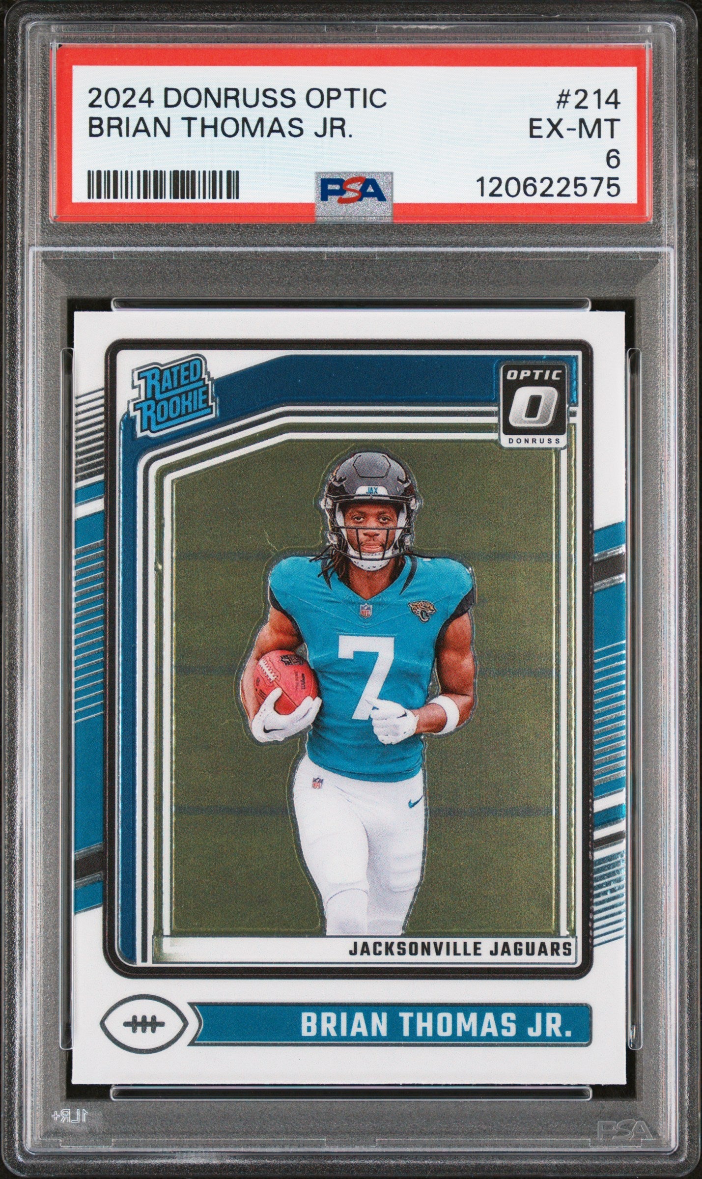 Graded 2024 Panini Donruss Optic Brian Thomas Jr. #214 Rookie RC Football Card PSA 6 Excellent
