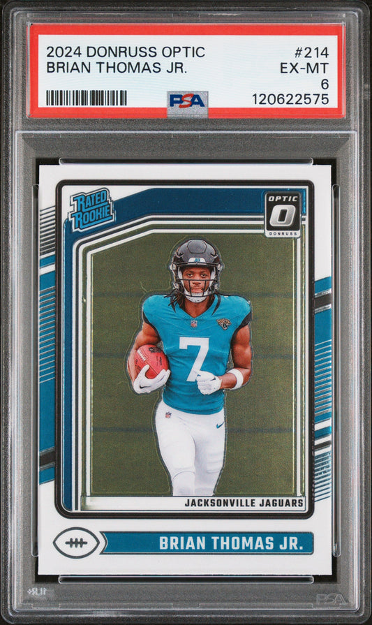 Graded 2024 Panini Donruss Optic Brian Thomas Jr. #214 Rookie RC Football Card PSA 6 Excellent