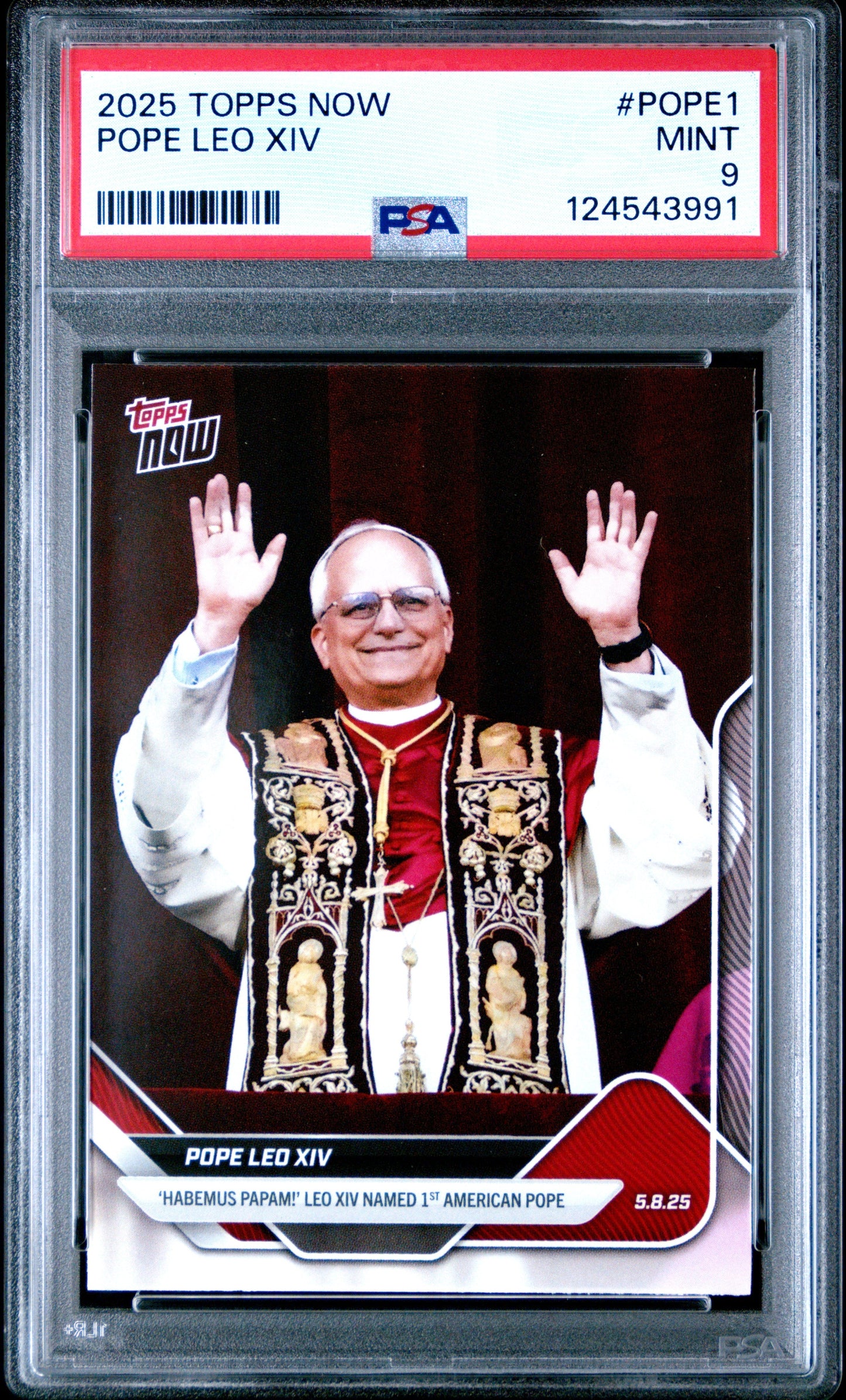 Graded 2025 Topps Now Pope Leo Xiv #POPE1 Non-Sport Card PSA 9 Mint