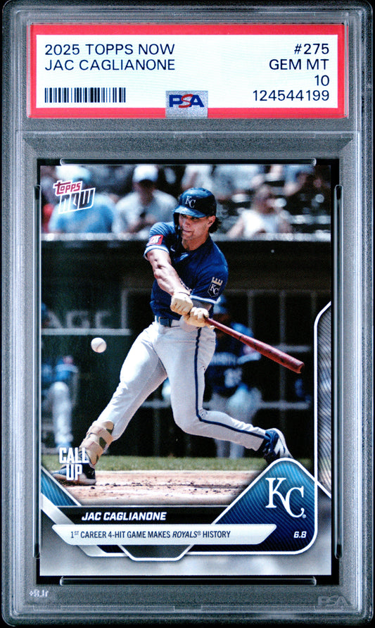 Graded 2025 Topps Now Jac Caglianone #275 Rookie RC Baseball Card PSA 10 Gem Mint