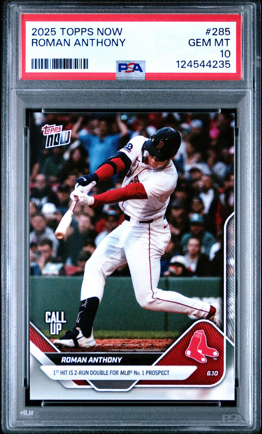 Graded 2025 Topps Now Roman Anthony #285 Rookie RC Baseball Card PSA 10 Gem Mint