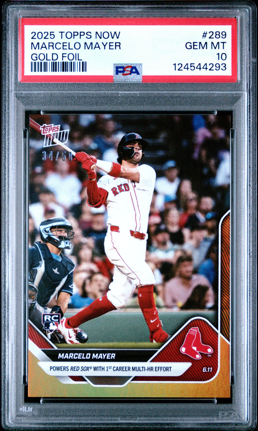Graded 2025 Topps Now Marcelo Mayer #289 Gold Foil /50 Rookie RC Baseball Card PSA 10 Gem Mint