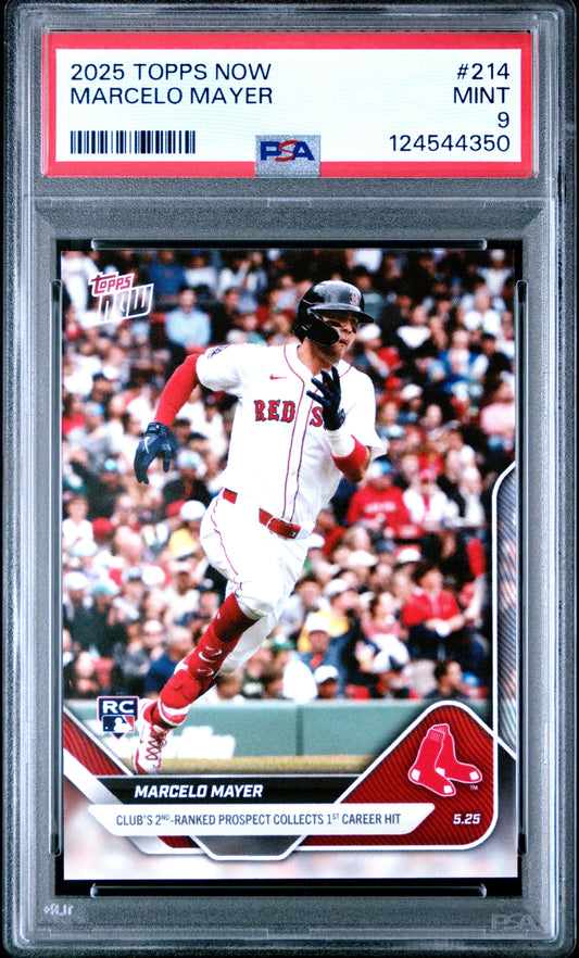 Graded 2025 Topps Now Marcelo Mayer #214 Rookie RC Baseball Card PSA 9 Mint