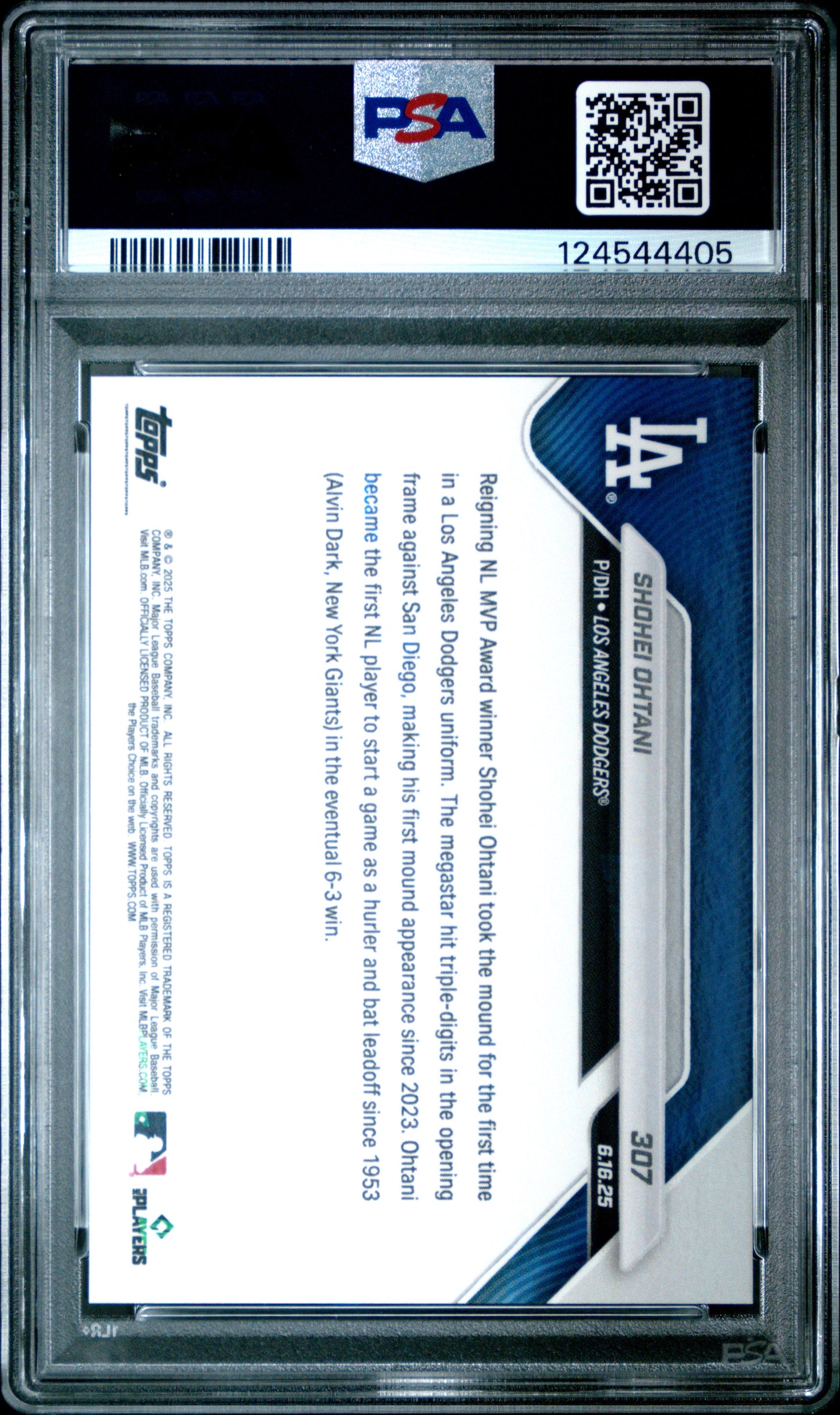 Graded 2025 Topps Now Shohei Ohtani #307 Baseball Card PSA 10 Gem Mint
