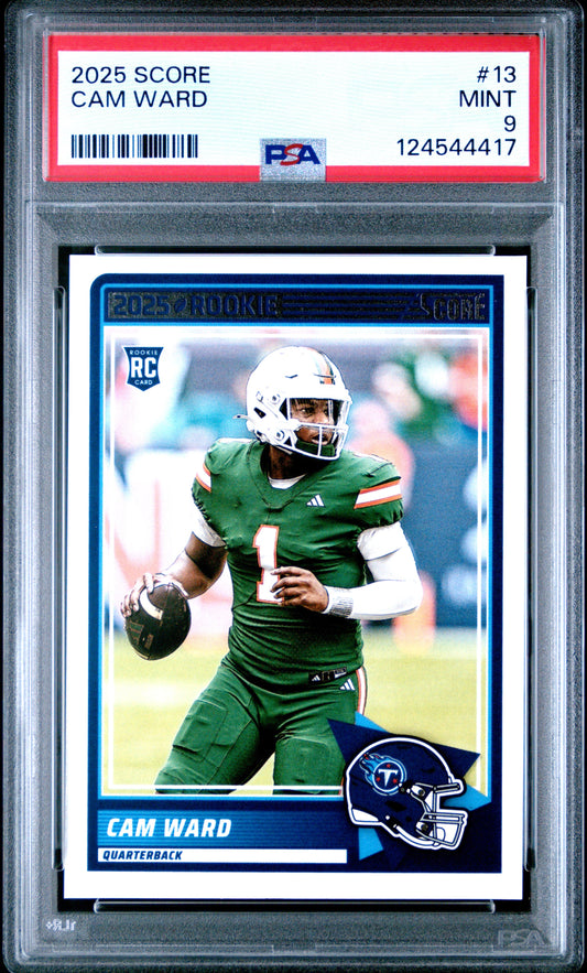 Graded 2025 Panini Score Cam Ward #13 Rookie RC Football Card PSA 9 Mint
