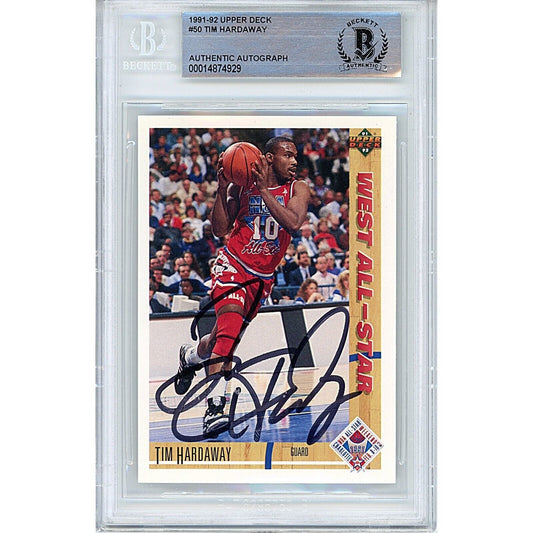 Tim Hardaway Golden State Warriors Signed 1991-92 Upper Deck Card Beckett Auth Auto