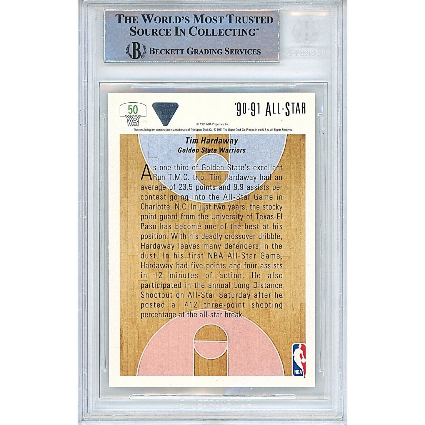 Tim Hardaway Golden State Warriors Signed 1991-92 Upper Deck Card Beckett Auth Auto