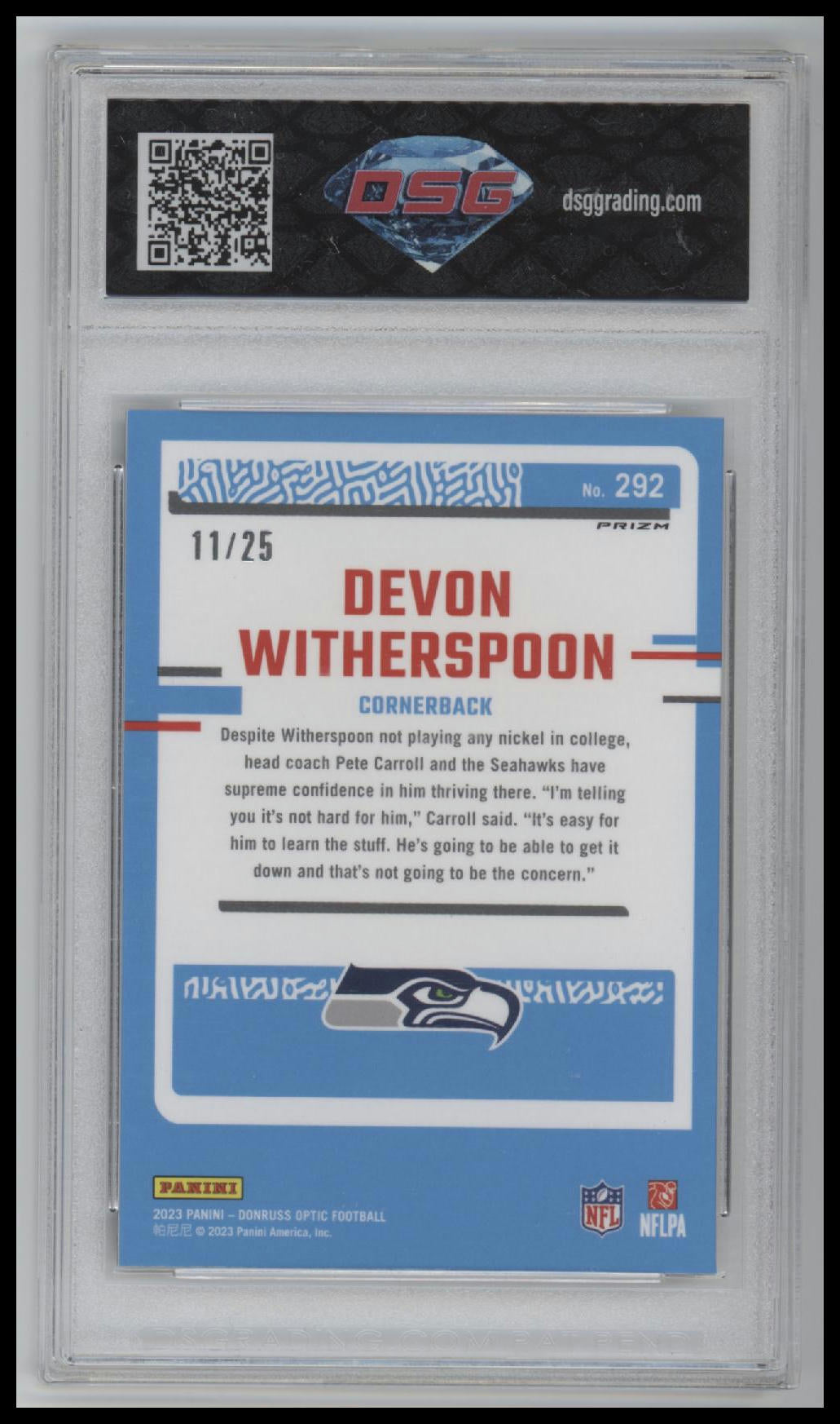 2023 Donruss Optic Devon Witherspoon Rookie DSG 10 #292 - Sport Cards