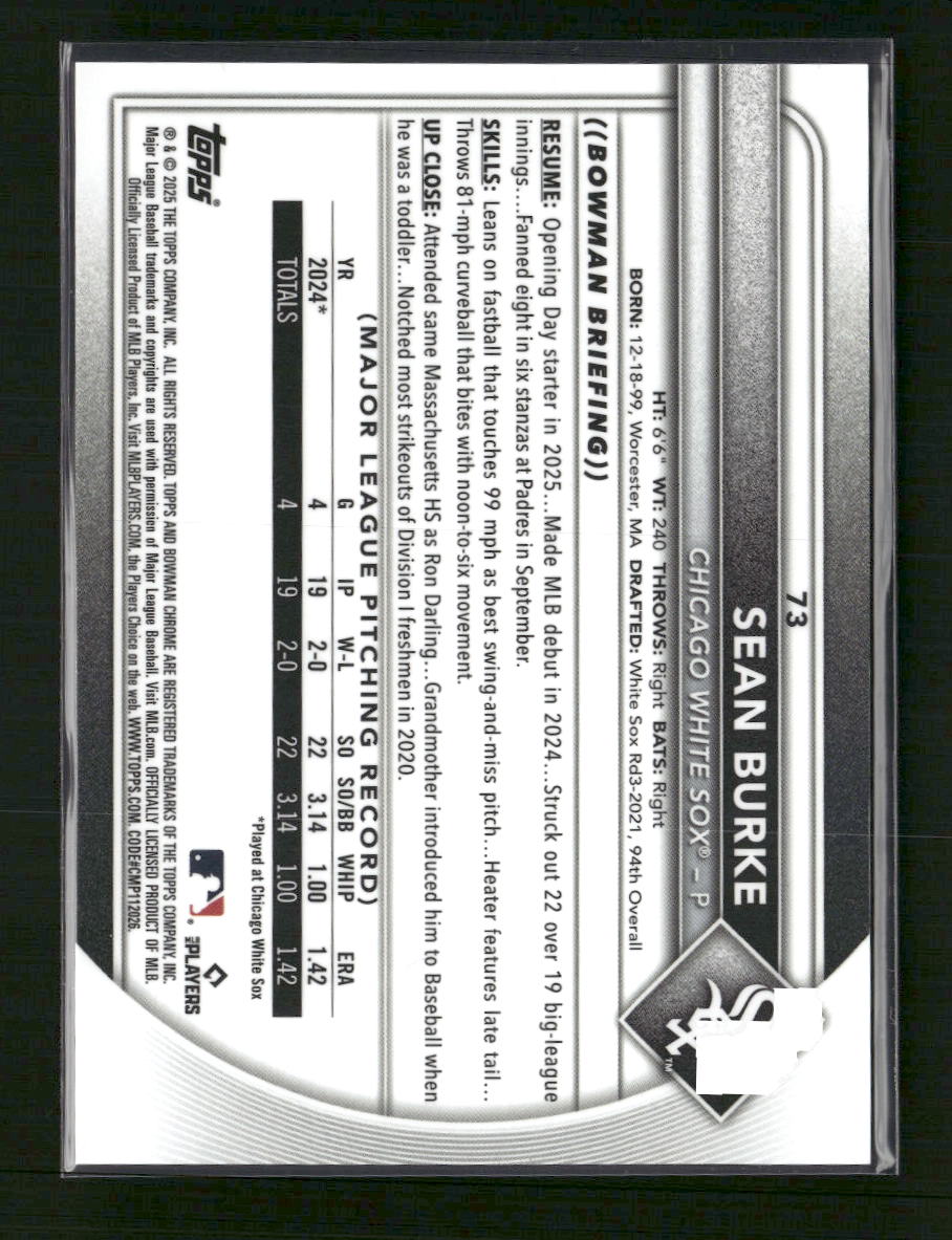 2025 Bowman Chrome Gold Geometric Sean Burke Rookie #/50 #73