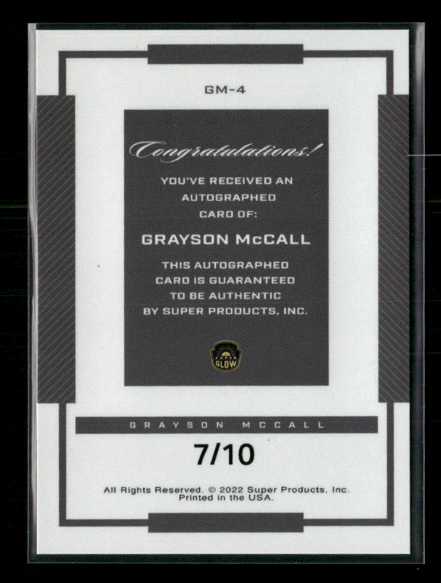 Grayson McCall 2022 Super Products Super Glow #/10 Auto - Sport Cards