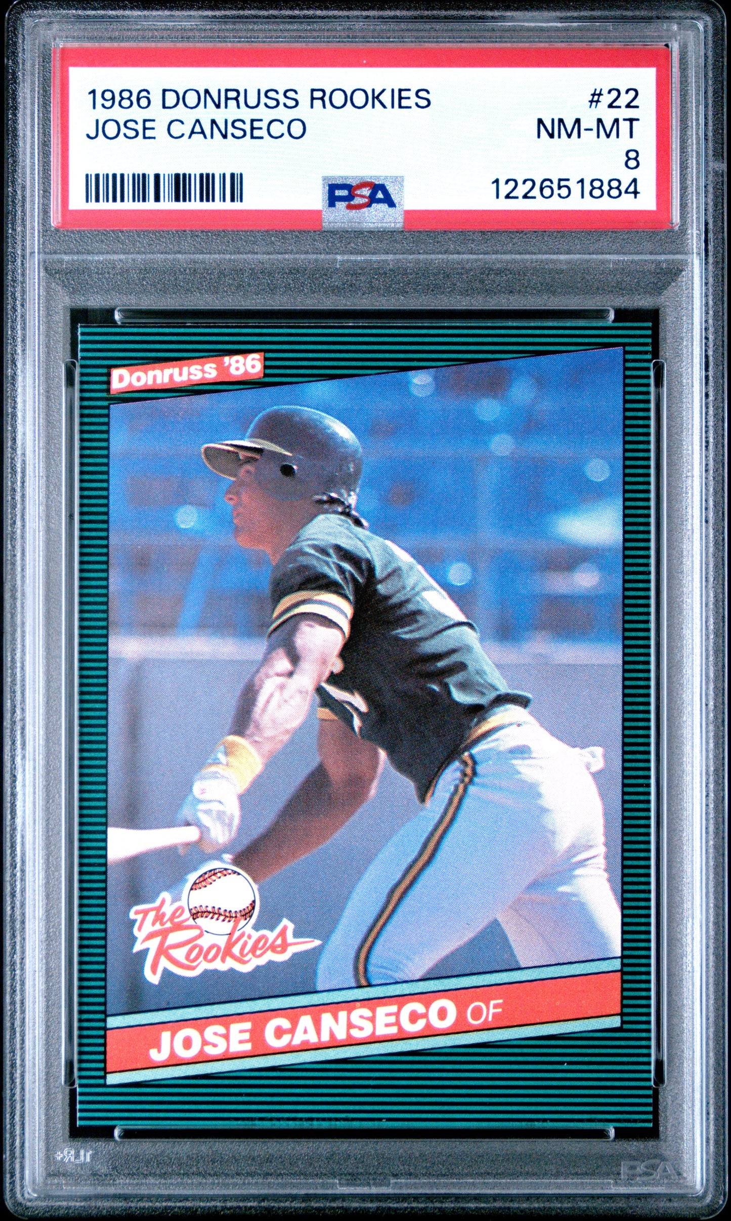 Graded 1986 Donruss The Rookies Jose Canseco #22 Baseball Card PSA 8 Near Mint - Sport Cards