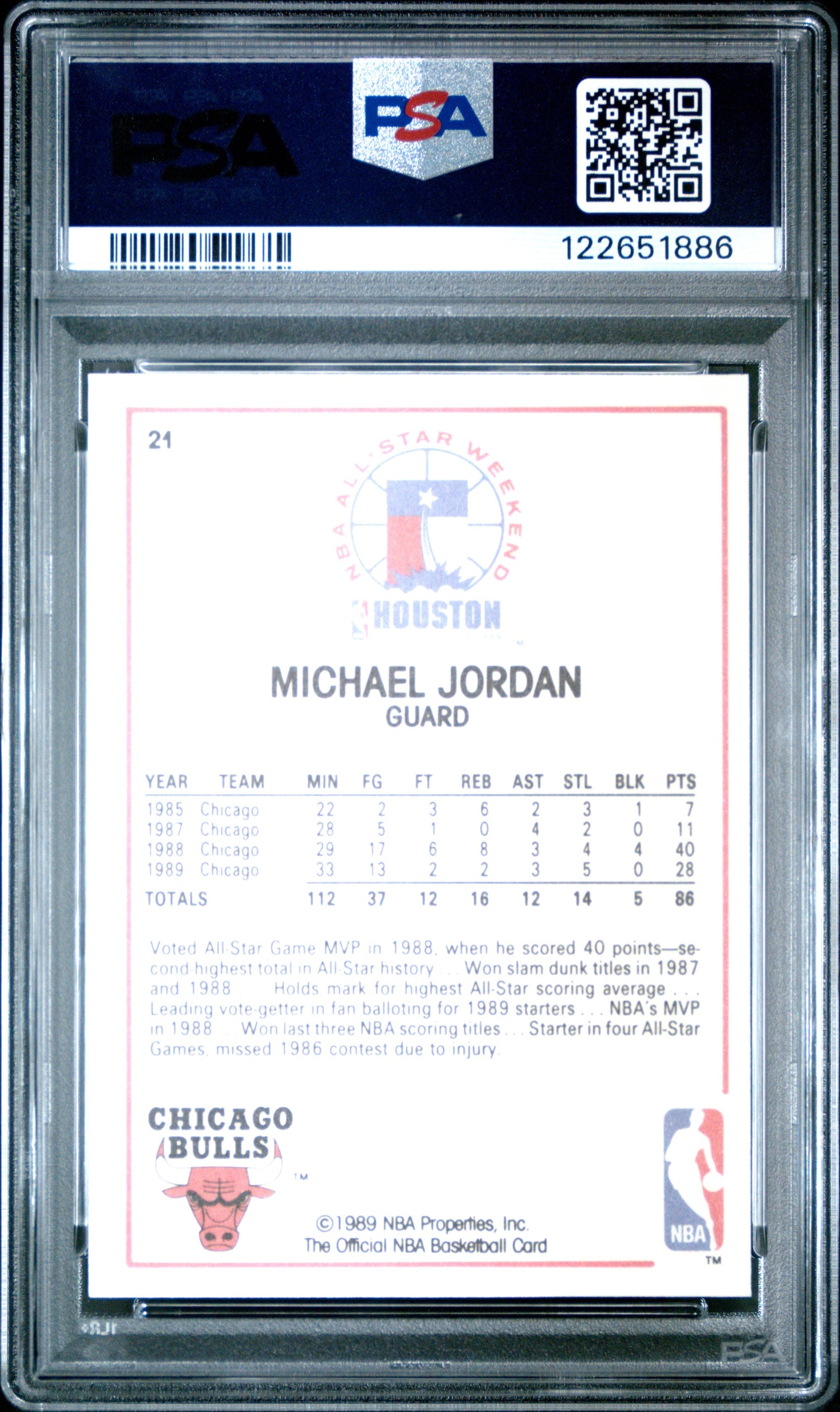 Graded 1989-90 Hoops Michael Jordan #21 Basketball Card PSA 8 Near Mint