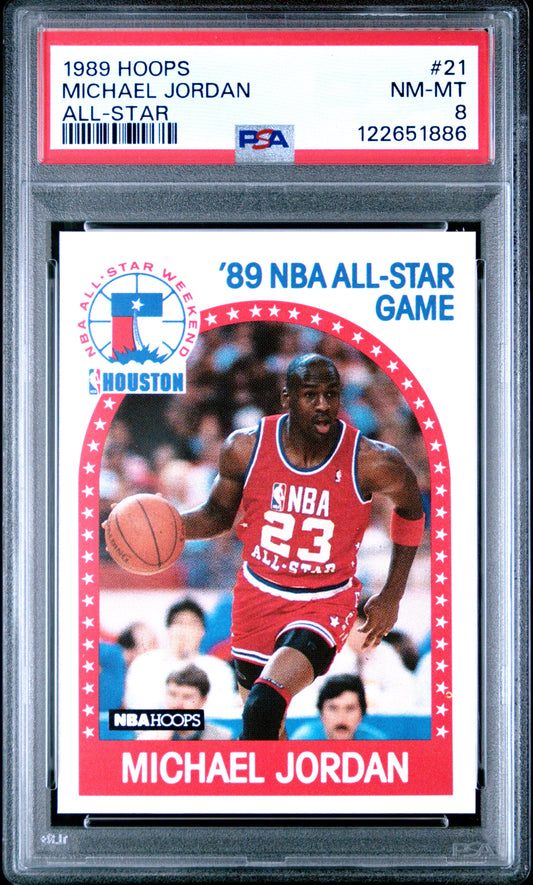 Graded 1989-90 Hoops Michael Jordan #21 Basketball Card PSA 8 Near Mint
