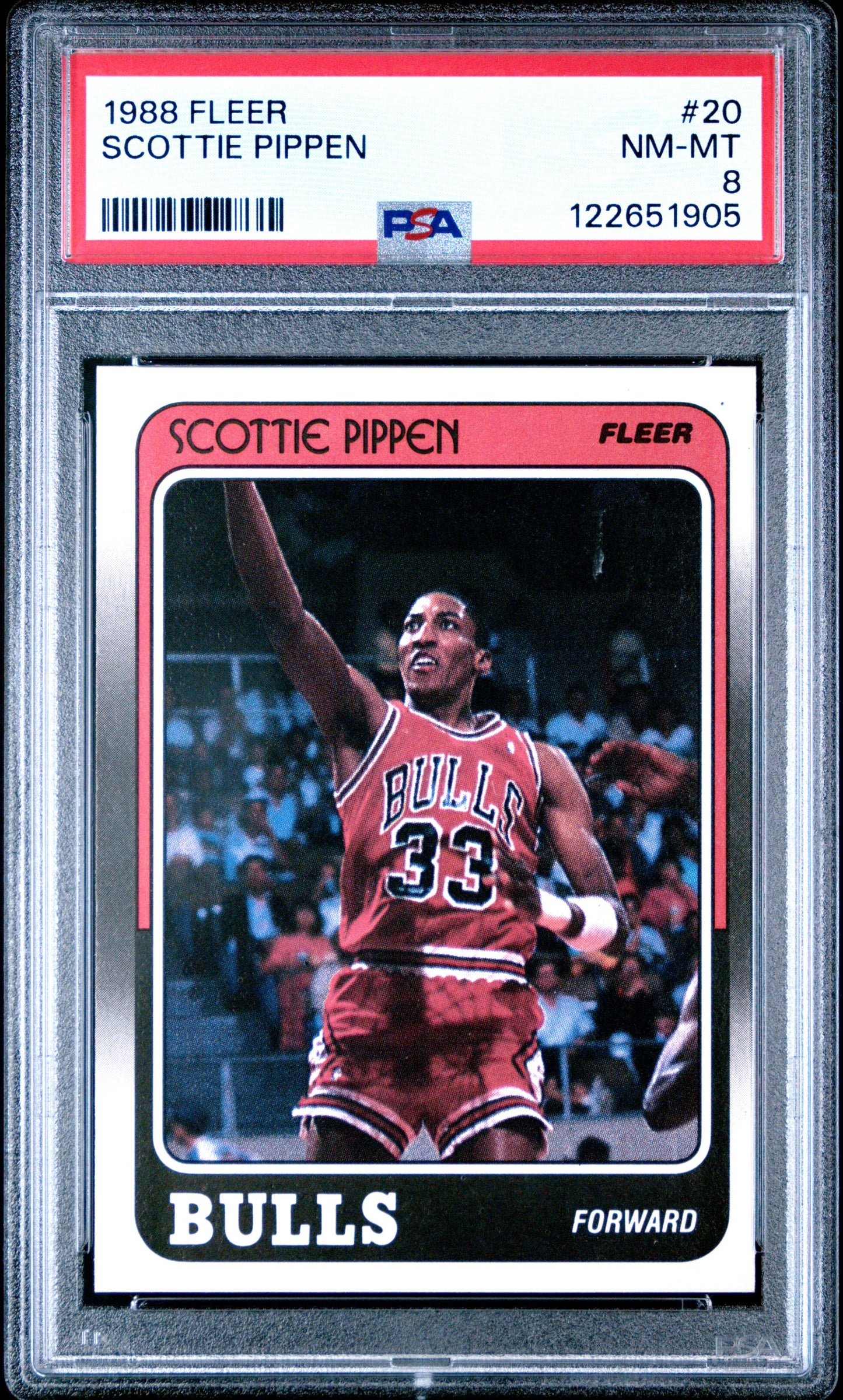 Graded 1988-89 Fleer Scottie Pippen #20 Rookie RC Basketball Card PSA 8 Near Mint - Sport Cards