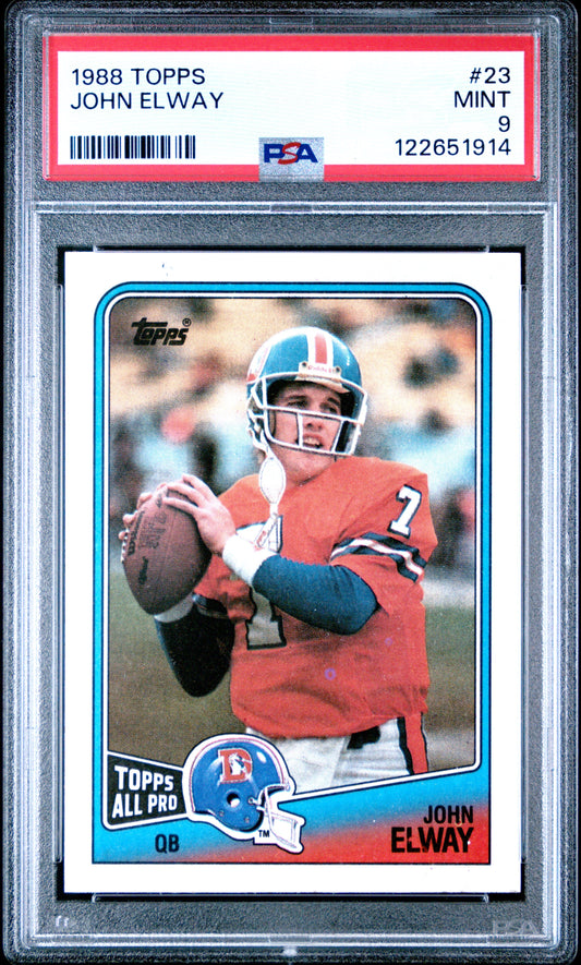 Graded 1988 Topps John Elway #23 Football Card PSA 9 Mint