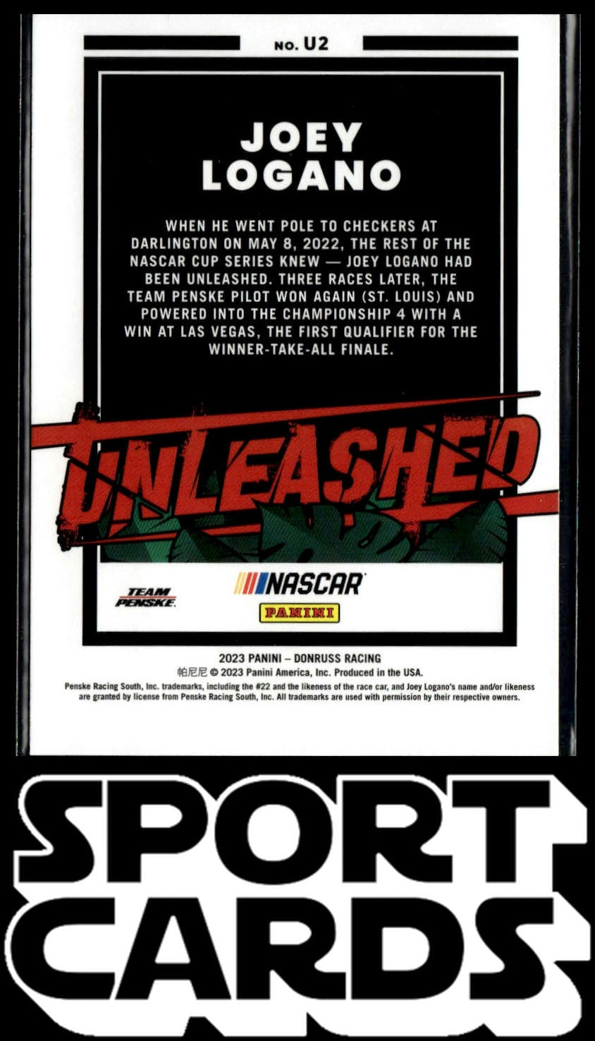 2023 Donruss #U2 Joey Logano Unleashed Retail SportCards.com
