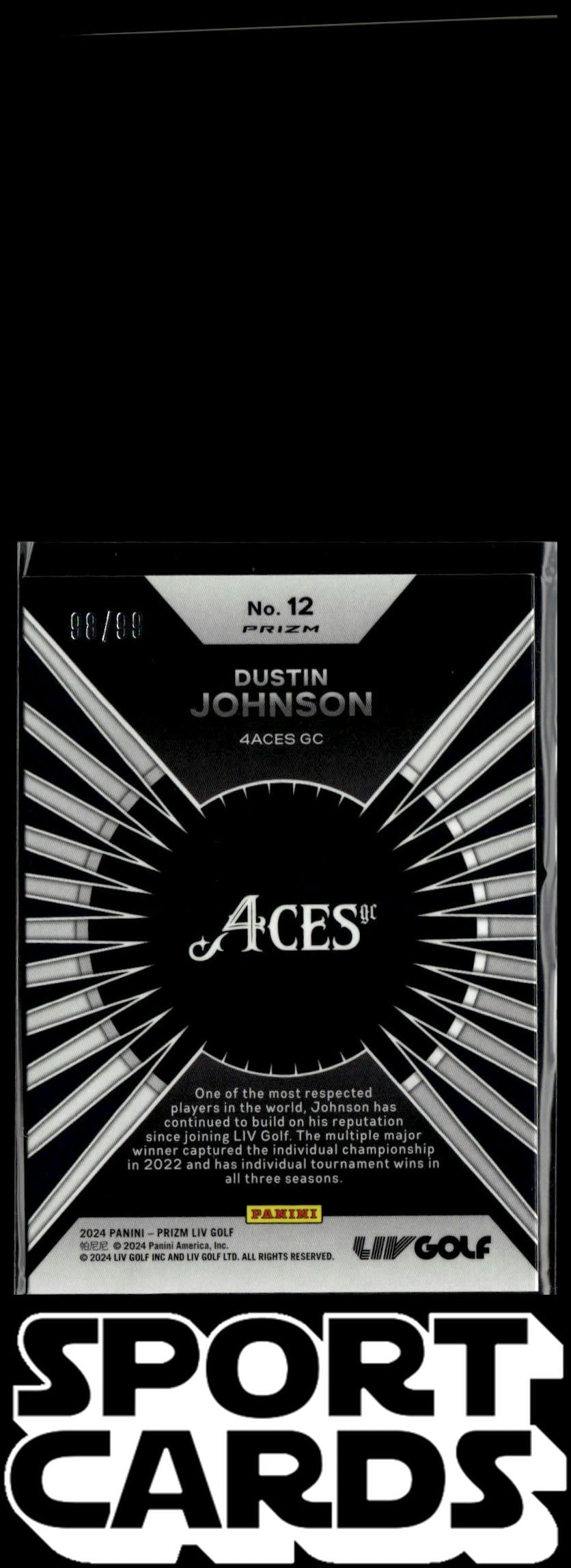 2024 Panini Prizm LIV #12 Dustin Johnson Dominance Blue #/99 SportCards.com