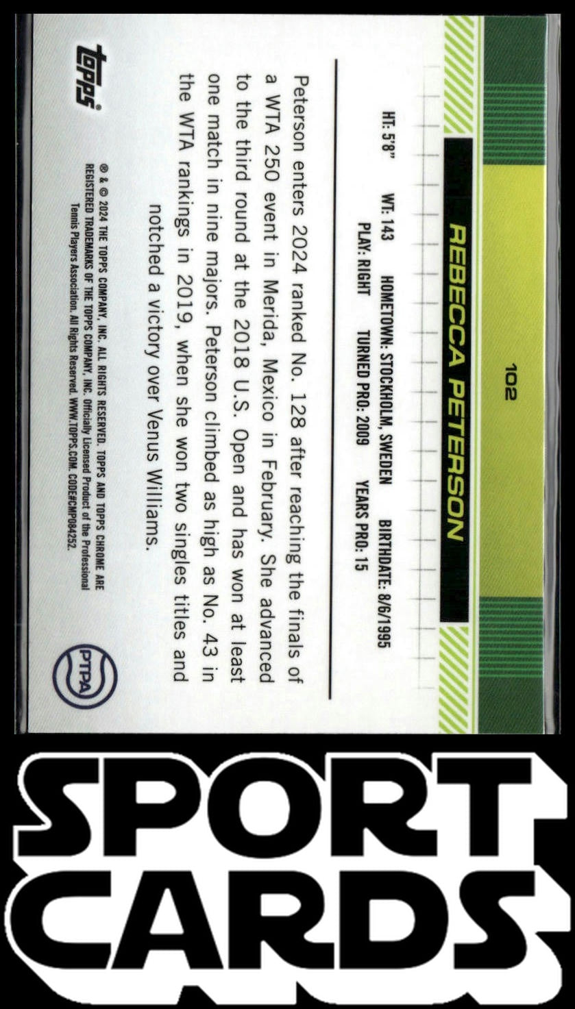 2024 Topps Chrome #102 Rebecca Peterson SportCards.com