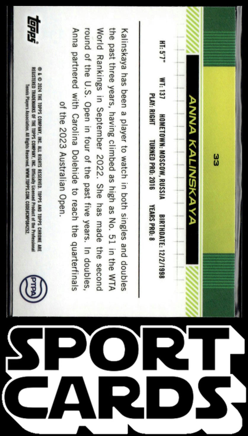 2024 Topps Chrome #33 Anna Kalinskaya SportCards.com