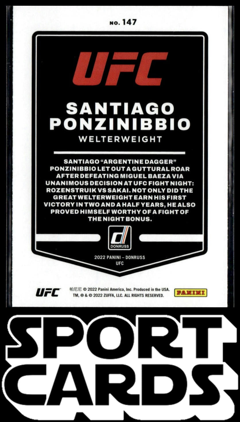 2022 Donruss UFC #147 Santiago Ponzinibbio Press Proof Silver SportCards.com