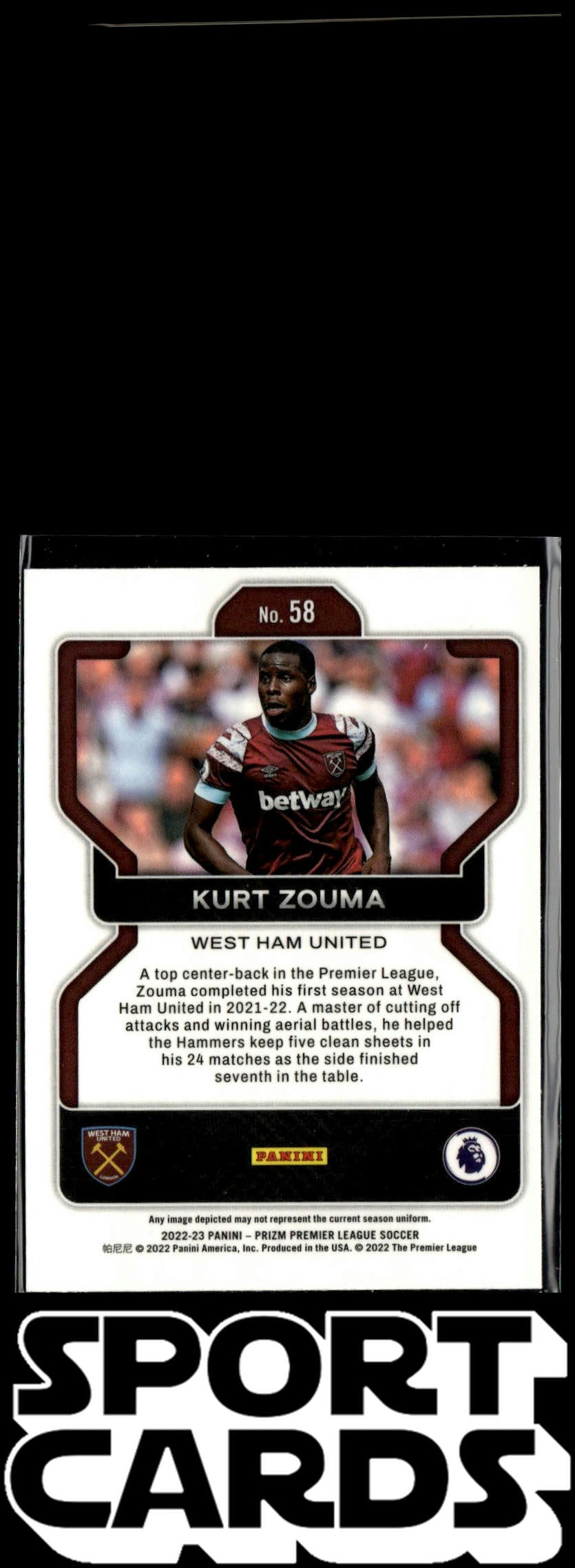 2022-23 Panini Prizm Premier League #58 Kurt Zouma SportCards.com