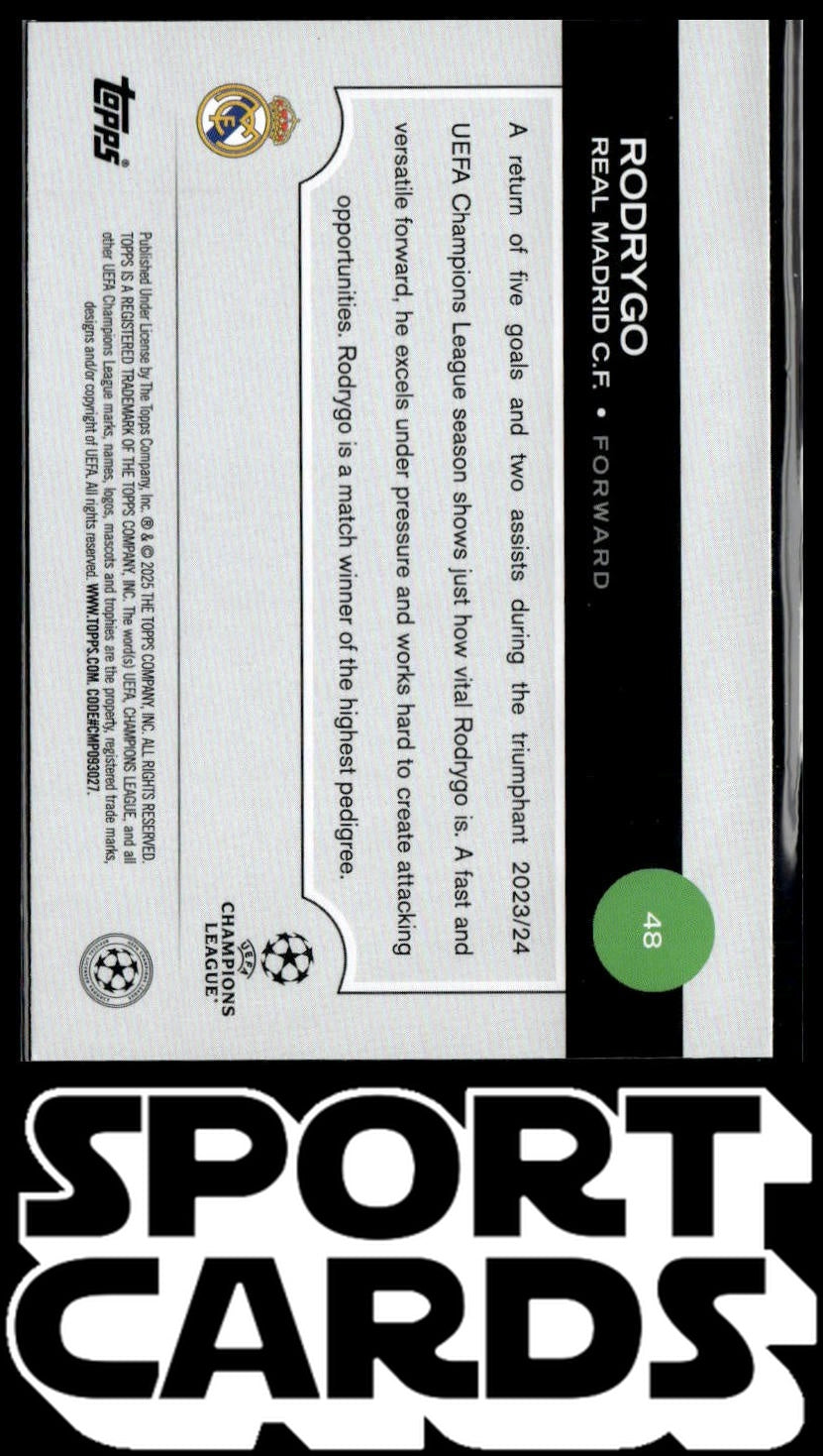 2024-25 Topps UEFA Club Competitions #48 Rodrygo SportCards.com