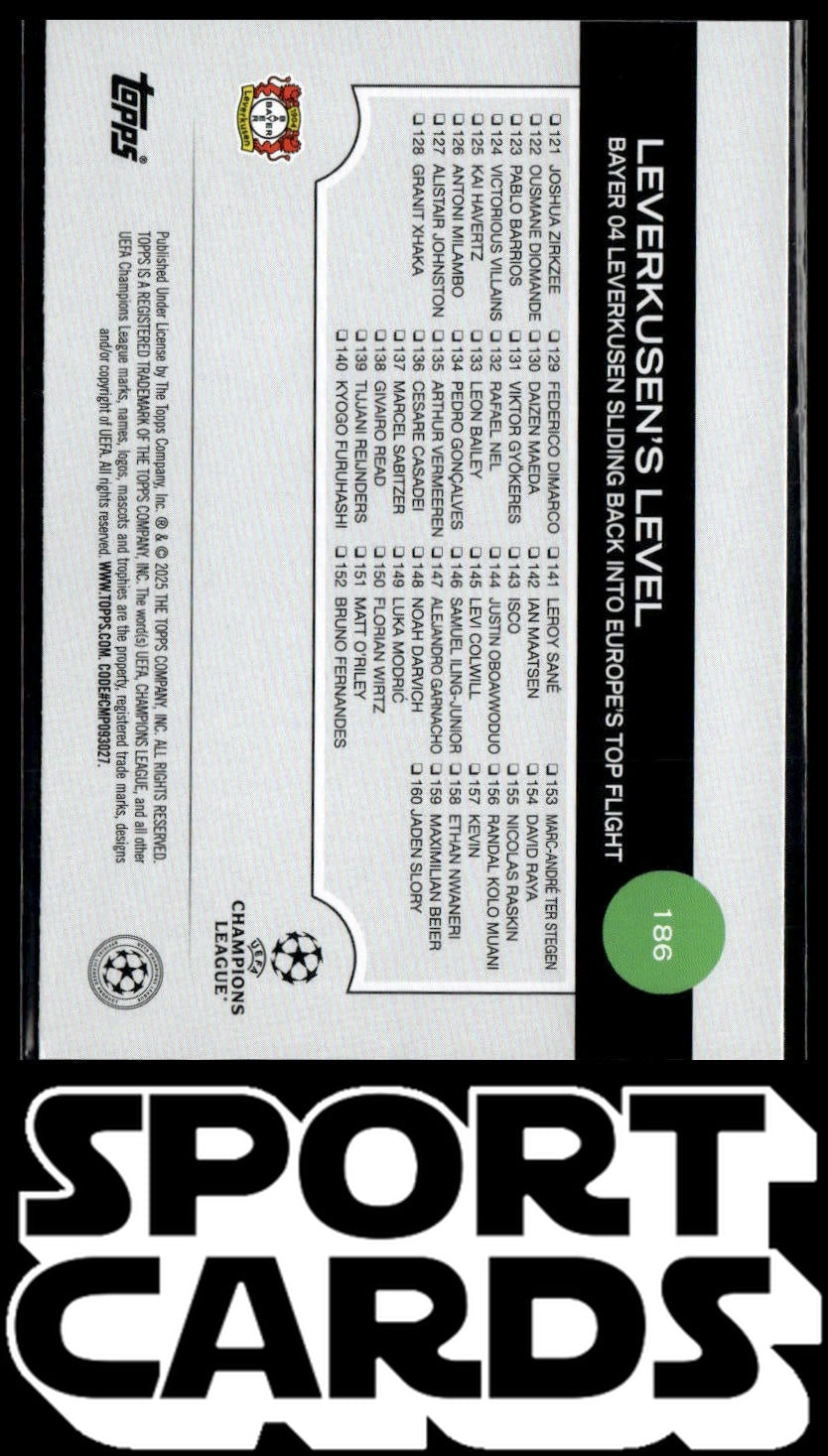 2024-25 Topps UEFA Club Competitions #186 Leverkusen's Level SportCards.com