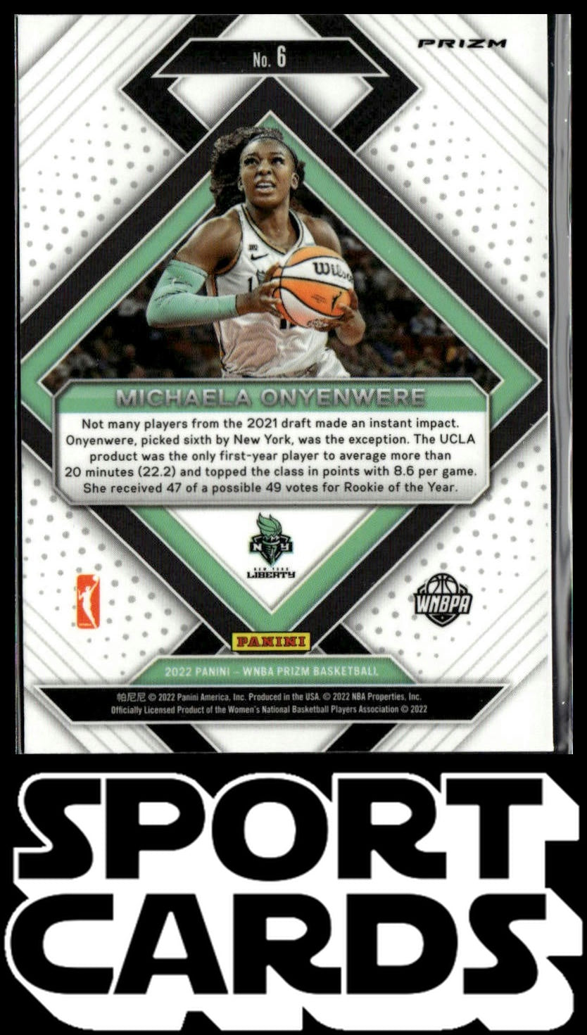 2022 Panini Prizm WNBA #6 Michaela Onyenwere Emergent Prizms Green