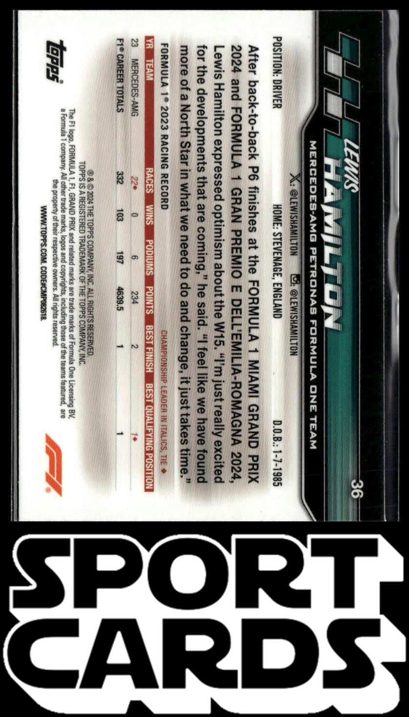 2024 Topps Paddock Pass Formula 1 #36 Lewis Hamilton Chrome SportCards.com