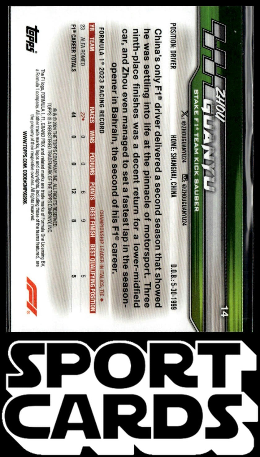 2024 Topps Paddock Pass Formula 1 #14a Zhou Guanyu SportCards.com