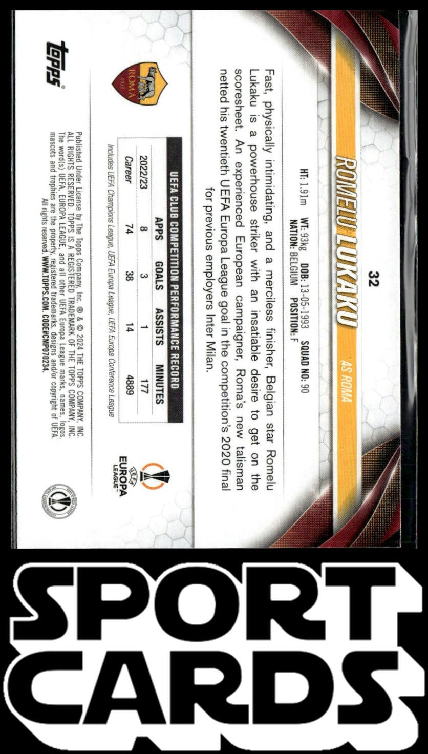 2023-24 Topps UEFA Club Competitions #32 Romelu Lukaku SportCards.com
