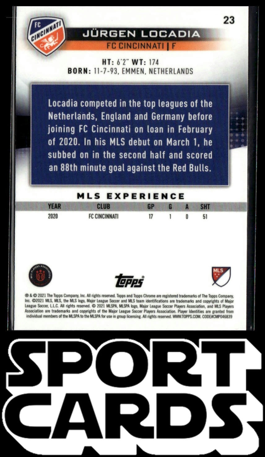 2021 Topps Chrome MLS #23 Jürgen Locadia SportCards.com
