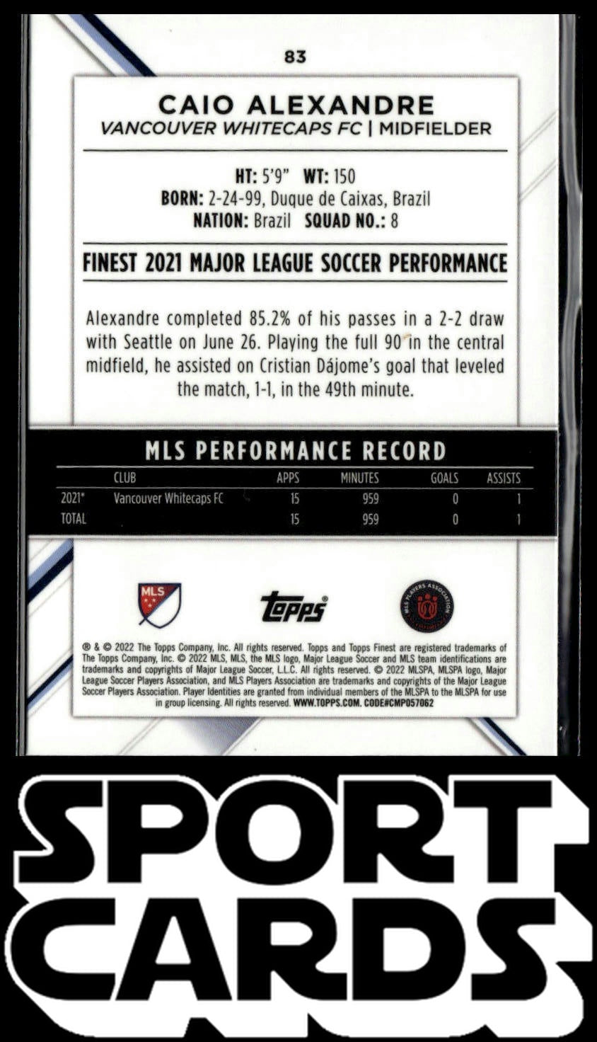 2022 Finest MLS #83 Caio Alexandre SportCards.com