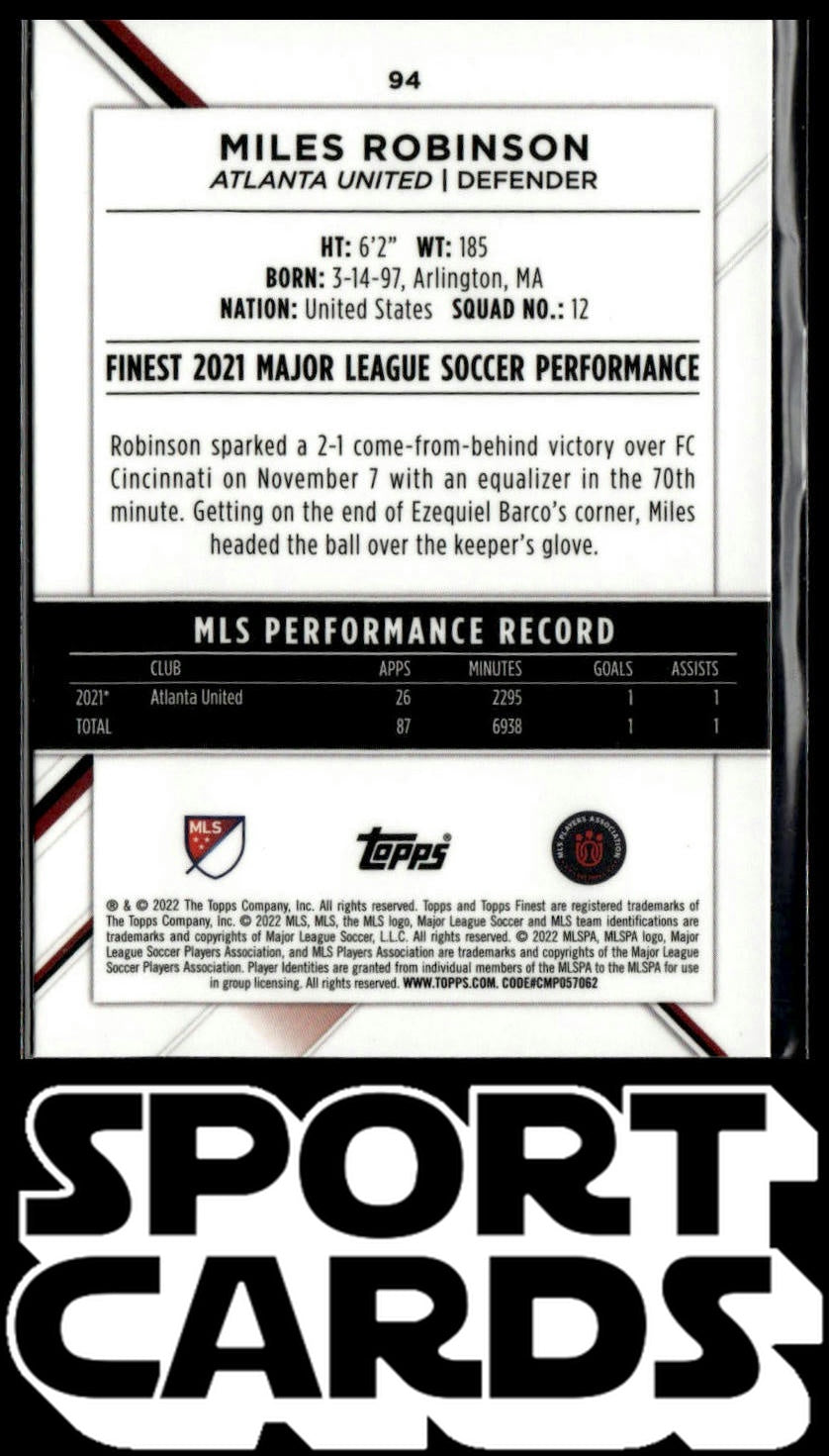 2022 Finest MLS #94 Miles Robinson SportCards.com